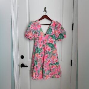 Lilly Pulitzer Nalani Floral Puff Sleeve Dress - Size 8 NWT